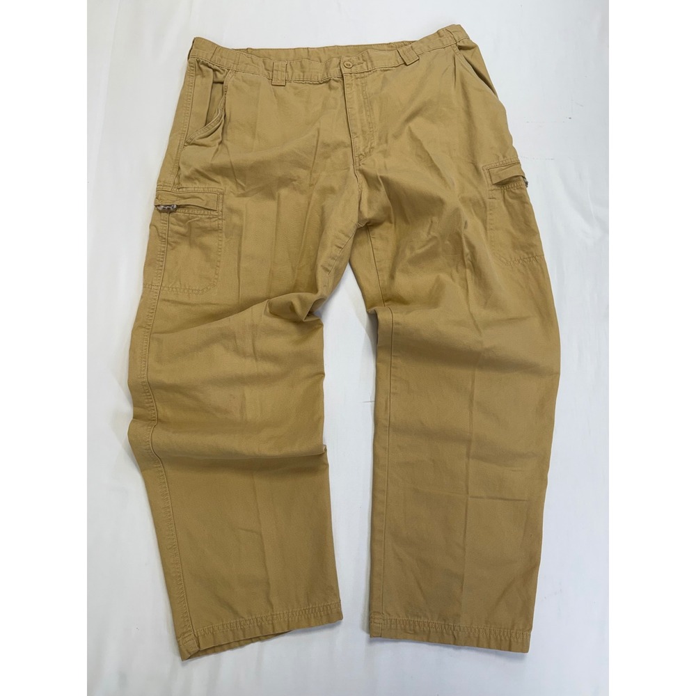 LL Bean‎ Mens Comfort Waist Cargo Pants 42x34 Khaki Tan Cotton 240793 Rugged